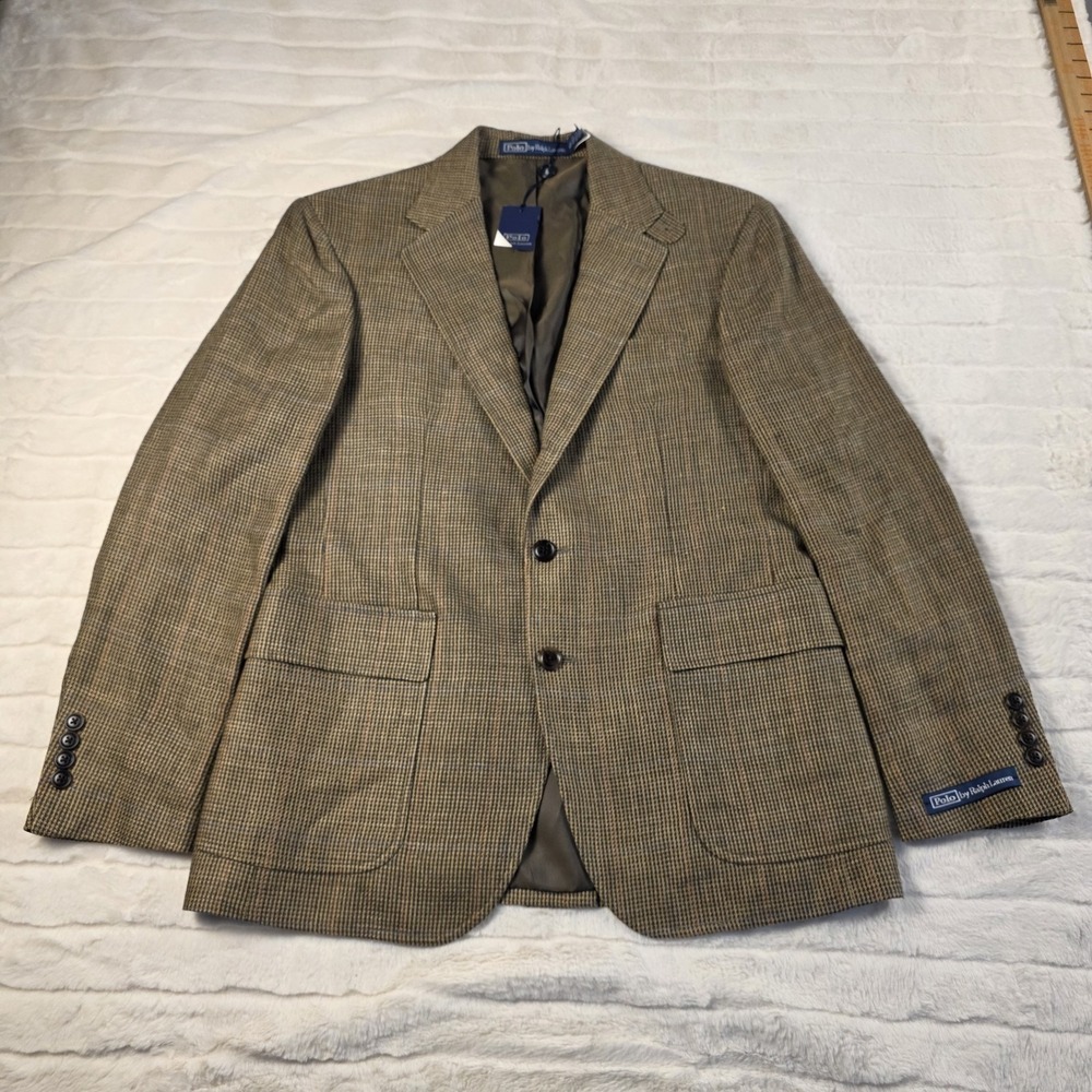 Polo Ralph Lauren Tailored Tick Weave Jacket Mens 38S Linen Silk Sport Coat $998